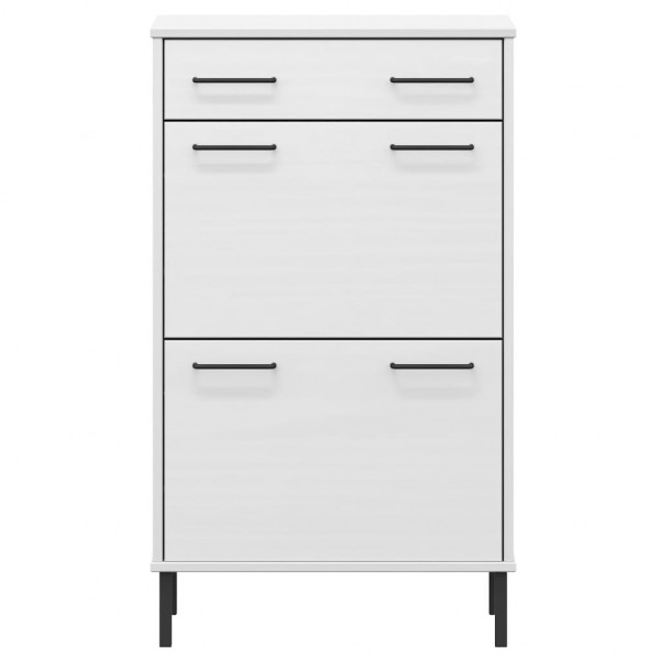 Sapateira com pernas de metal pinho maciço OSLO branco M 4