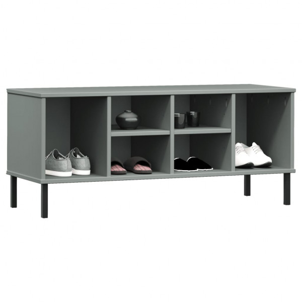 Zapatero con patas metal OSLO madera maciza gris 106x35x45 cm M 3