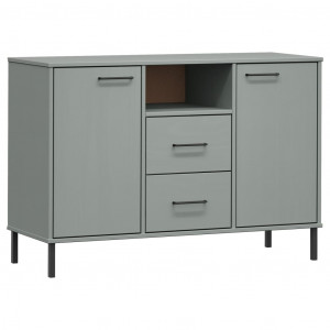 Aparador con patas metal OSLO madera maciza gris 113x40x77 cm H