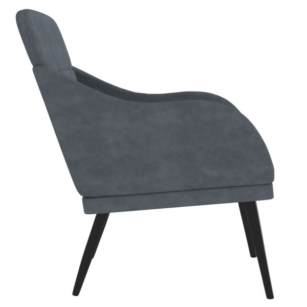 Sillón de terciopelo gris oscuro 63x76x80 cm M 4