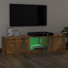 Mueble de TV con luces LED roble ahumado 140x40x35.5 cm 4