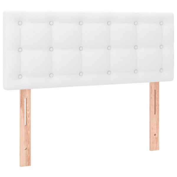 Cabeceira de cama c/ LED couro artificial 100x5x78/88 cm branco M 4