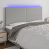 Cabeceira cama c/ luzes LED tecido 200x5x118/128cm cinza-claro 1