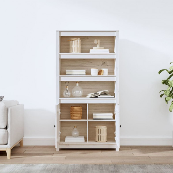 Aparador alto madera maciza de pino blanco 80x35x154 cm M 3