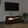 Mueble de TV con luces LED roble marrón 90x35x40 cm 3