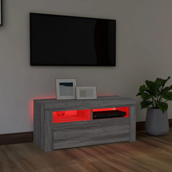 Mueble de TV con luces LED gris Sonoma 90x35x40 cm M 5
