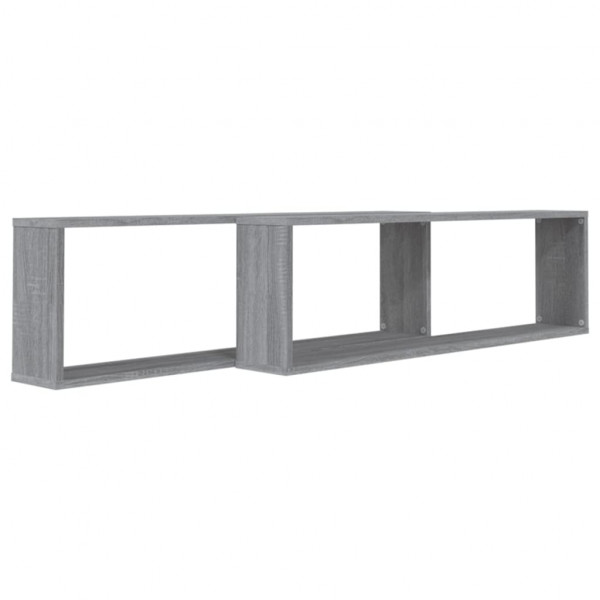 Estante cubo pared 2 uds contrachapada gris Sonoma 100x15x30 cm M 3