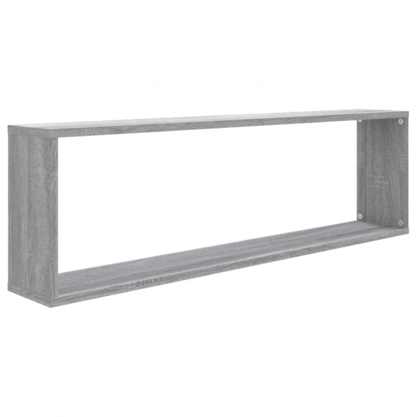 Estante cubo pared 2 uds contrachapada gris Sonoma 100x15x30 cm M 5