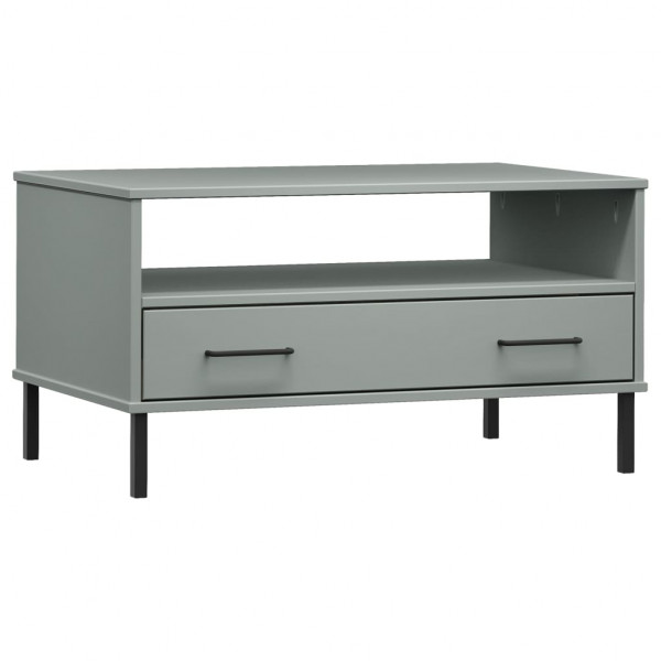 Mesa de centro patas metal OSLO madera maciza gris 85x50x45 cm M 2