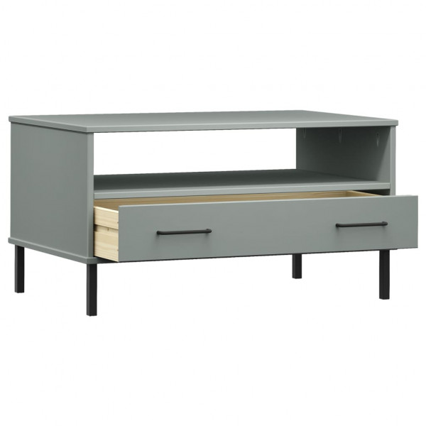 Mesa de centro patas metal OSLO madera maciza gris 85x50x45 cm M 5