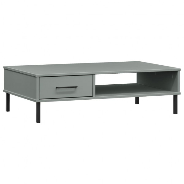 Mesa de centro con patas de metal OSLO madera maciza pino gris M 2