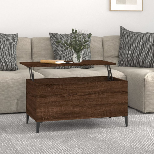 Mesa de centro madera contrachapada roble marrón 90x44.5x45 cm D
