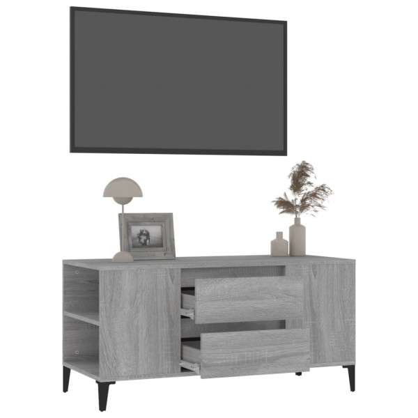 Mueble de TV madera contrachapada gris Sonoma 102x44.5x50 cm M 5