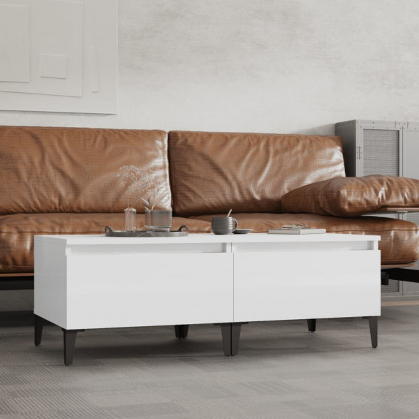 Mesas auxiliares 2 uds contrachapada blanco brillo 50x46x35 cm D