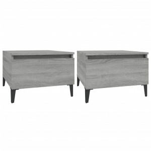 Mesas auxiliares 2 uds contrachapada gris Sonoma 50x46x35 cm H