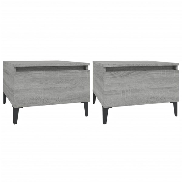 Mesas auxiliares 2 uds contrachapada gris Sonoma 50x46x35 cm M 2