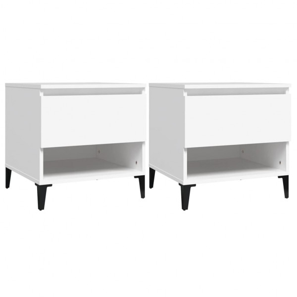 Mesitas de noche 2 uds madera contrachapada blanco 50x46x50 cm M 2