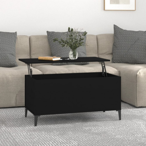 Mesa de centro madera contrachapada negro 90x44.5x45 cm D