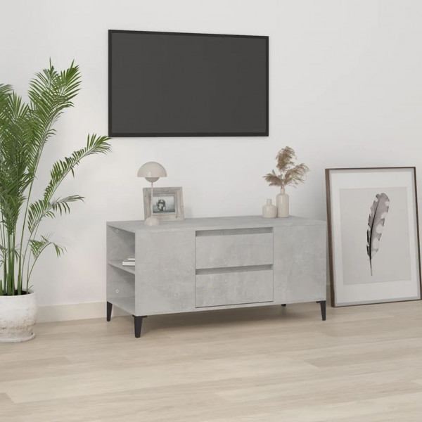 Mueble de TV madera contrachapada gris hormigón 102x44.5x50 cm D