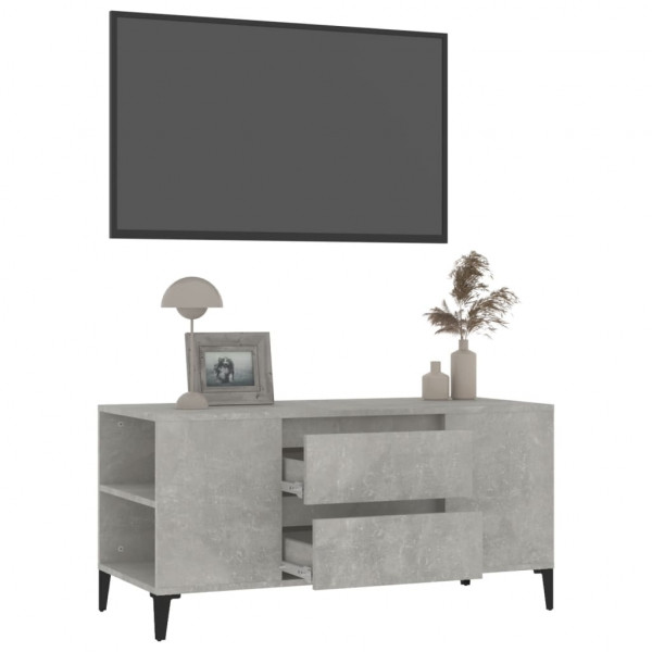 Mueble de TV madera contrachapada gris hormigón 102x44.5x50 cm M 5