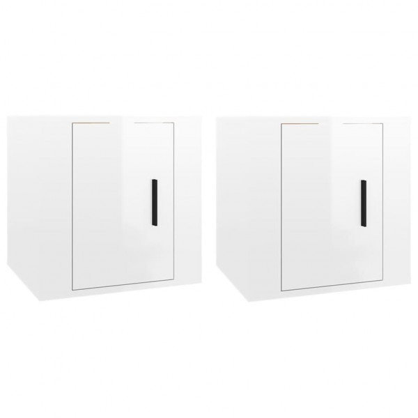 Móveis de TV para parede 2 pcs 40x34.5x40 cm branco brilhante M 2