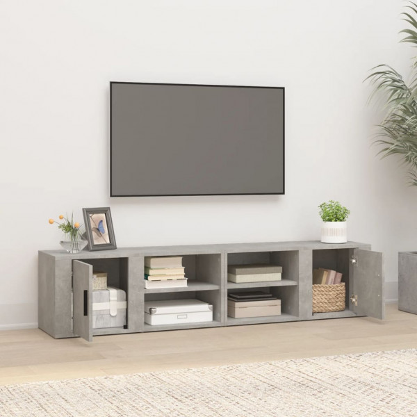 Mueble TV 2 uds madera contrachapada gris hormigón 80x31.5x36cm M 3