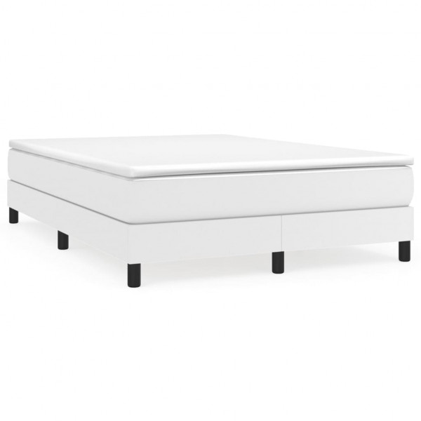 Estructura de cama box spring cuero sintético blanco 140x200 cm M 2