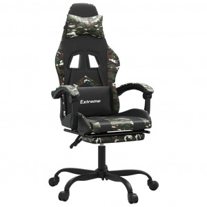 Silla gaming con reposapiés cuero sintético negro camuflaje H