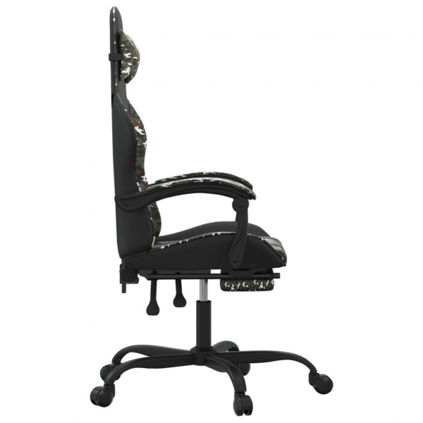 Silla gaming con reposapiés cuero sintético negro camuflaje M 4