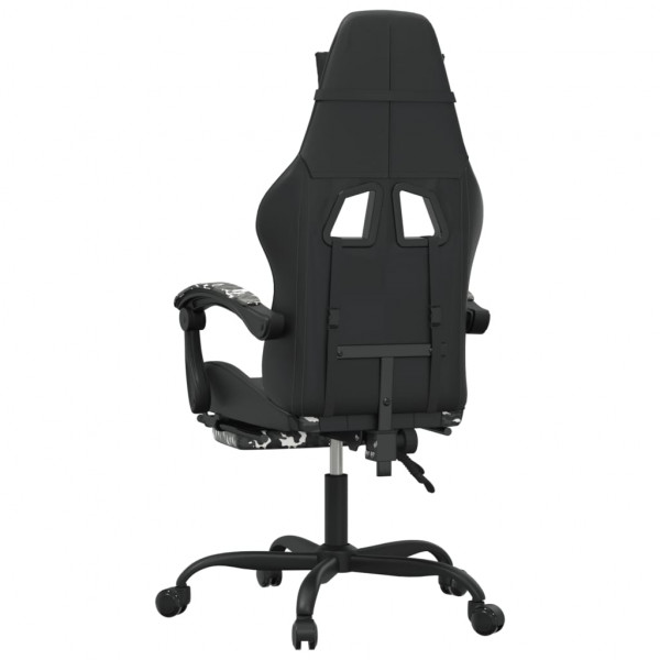 Silla gaming con reposapiés cuero sintético negro camuflaje M 5