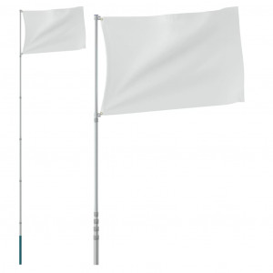 Mástil de bandera telescópico aluminio plateado 5.55 m H