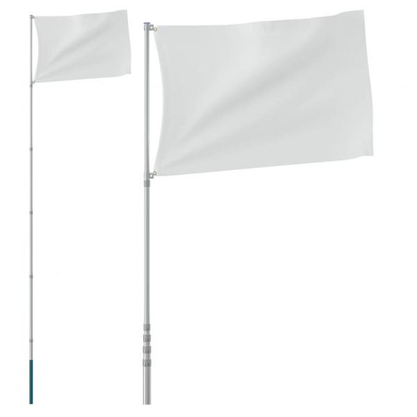 Mástil de bandera telescópico aluminio plateado 5.55 m M 2