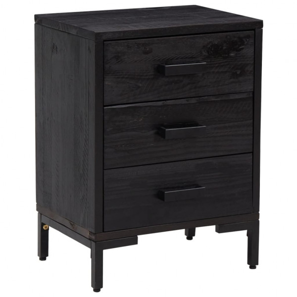 Mesitas de noche 2 uds madera maciza de pino negro 40x30x55 cm M 3