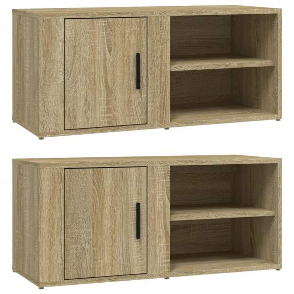 Mueble TV 2 uds madera contrachapada roble Sonoma 80x31.5x36 cm M 2