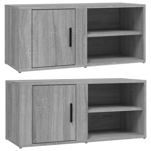 Mueble TV 2 uds madera contrachapada gris Sonoma 80x31.5x36 cm M 2