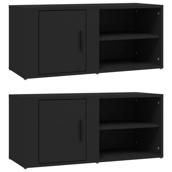 Móveis TV 2pcs 80x31.5x36 cm derivados de madeira preto M 2