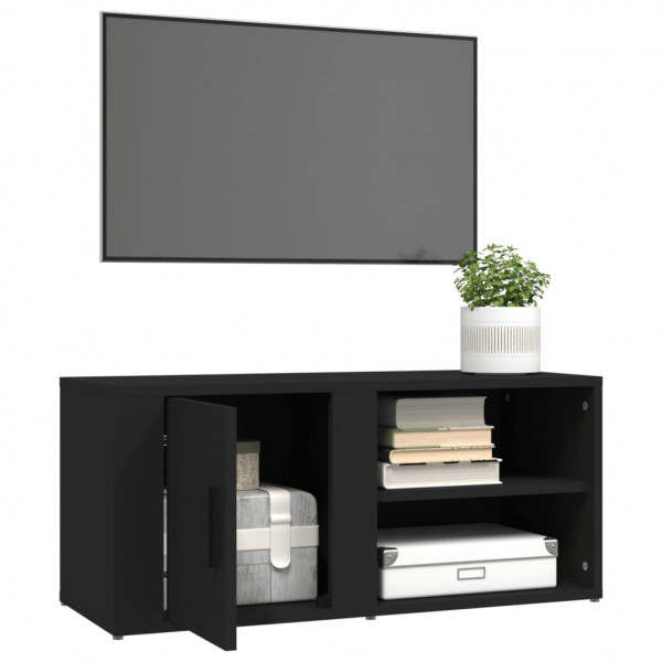 Muebles para TV 2 uds madera contrachapada negro 80x31.5x36 cm M 5
