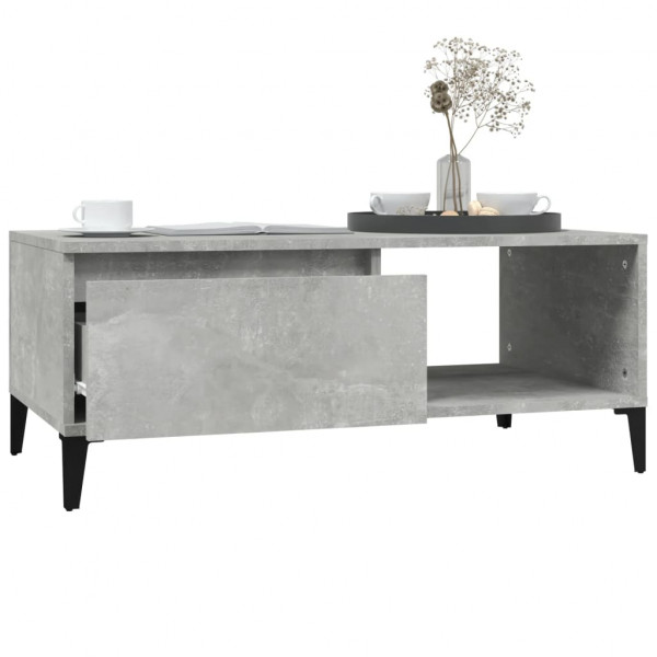 Mesa de centro madera contrachapada gris hormigón 90x50x36.5 cm M 4