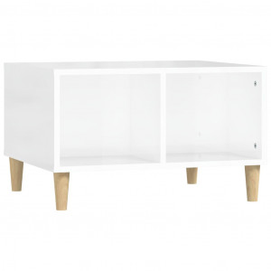 Mesa de centro madera contrachapada blanco brillo 60x50x36.5 cm H