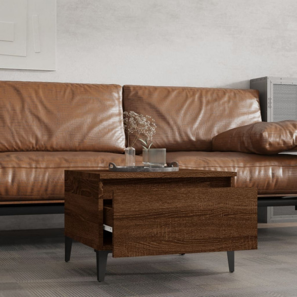 Mesa auxiliar madera contrachapada roble marrón 50x46x35 cm M 3