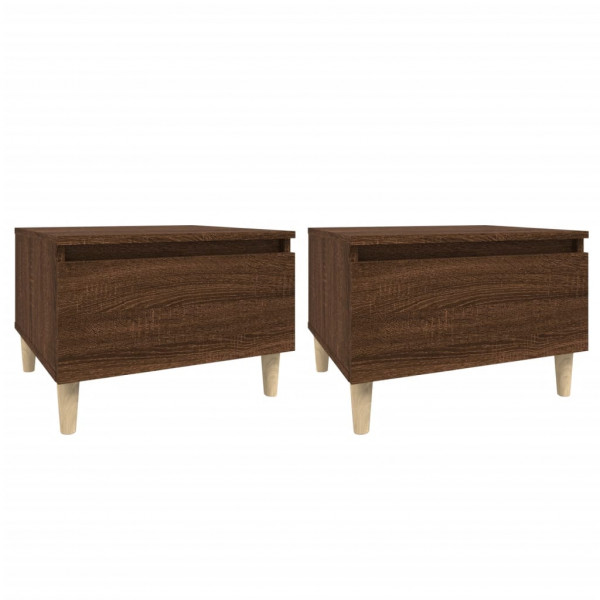 Mesas auxiliares 2 uds contrachapada roble marrón 50x46x35 cm M 2