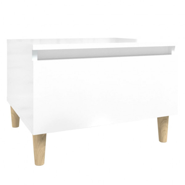 Mesa auxiliar de madera contrachapada blanco brillo 50x46x35 cm M 2