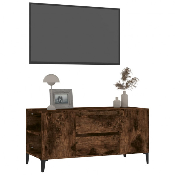Mueble de TV madera contrachapada roble ahumado 102x44.5x50 cm M 4