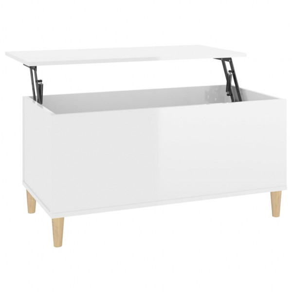 Mesa de centro madera contrachapada blanco brillo 90x44.5x45 cm M 2