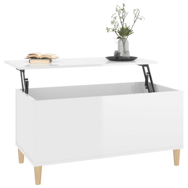 Mesa de centro madera contrachapada blanco brillo 90x44.5x45 cm M 5