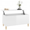 Mesa de centro madera contrachapada blanco brillo 90x44.5x45 cm 5