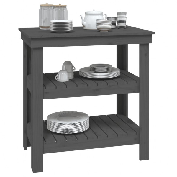 Banco de trabajo de madera maciza de pino gris 78.5x50x80 cm M 4
