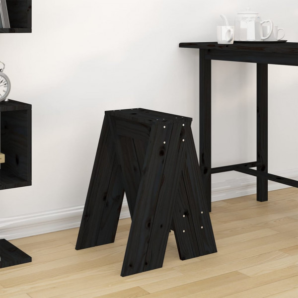 Taburetes 2 unidades madera maciza de pino negro 40x40x60 cm M 3