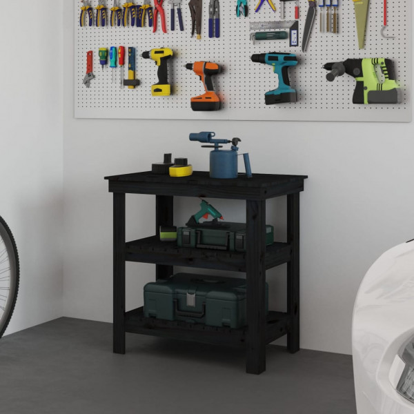 Banco de trabajo de madera maciza de pino negro 78.5x50x80 cm D