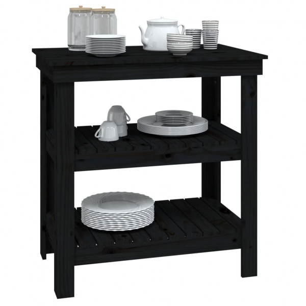 Banco de trabajo de madera maciza de pino negro 78.5x50x80 cm M 4